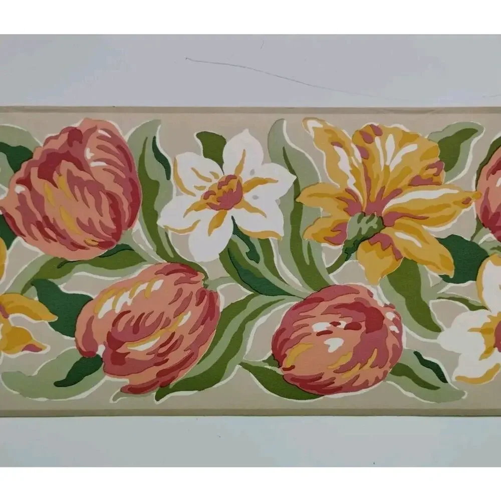 Laura Ashley Home Wallpaper Border - Vintage Spring Flowers - Taupe - 10.9 yds